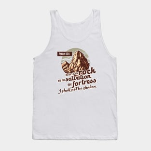 Design Print Christian Biblical Verse Psalm 62:6 my rock Tank Top